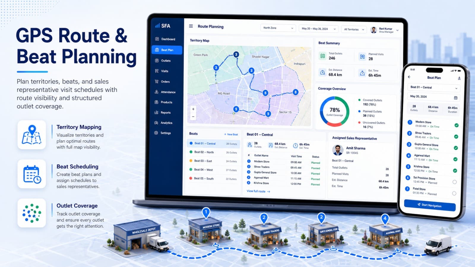 GPS Route & Beat Planning